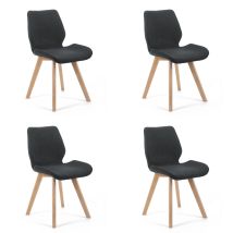 Silla tapizada SJ0159 Negra – 4 unidades – Diseño moderno y escandinavo – Patas de madera – Comodidad y durabilidad