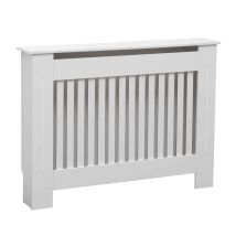 Oypla – Medium White Wooden Slatted Grill Radiator Cover – MDF – 111 x 19 x 82 cm