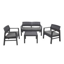 Outdoor-lounge-set Carpi, Gartengarnitur Mit 2 Sesseln, 1 Sofa Und 1couchtisch, Sitzecke In Rattan-optik Mit Kissen, 100 % Made In Italy, Anthrazit