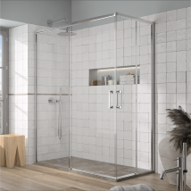 Eckdusche Mit 2 Schiebetüren Yoko - Glas 6mm / Länge 130 Cm Breite 80 Cm