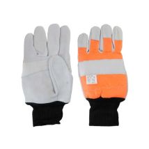 Guantes anticorte Safepro – Palma de cuero blanco – Dorso de tela naranja – Protección clase 0 – Normas EN 420, EN 388