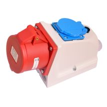 Solartronics Cee-schuko-kombi-wandsteckdose 32a 400v Ip44 Mit Sicherung 5-polig