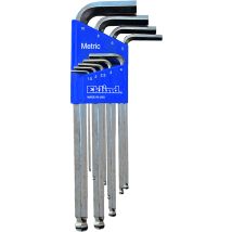 Juego de 9 llaves Allen largas con punta de bola – Cromadas – Ideal para bricolaje y mantenimiento