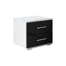 Comodino 2 Cassetti Cassetiera Tavolino Camera Da Letto Mobile Design Moderno 40x35x40cm Modello Beatriz Bianco E Nero Finitura Lucida