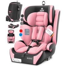 Kidiz - Silla De Auto Premium Grupo 1+2+3, 9-36 Kg Arnés De Seguridad De 5 Puntos Reposacabezas Ajustable Rosa