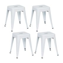Pack 4 Taburetes Bajos Industriales Apilables De Acero 38x38x46cm Thinia Home