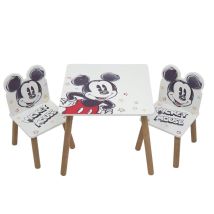 Set Tavolino Con 2 Sedie In Legno Mickey Natural
