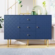 Credenza Armadietto 3 Cassetti, 2 Ante Scala Di Pesce Ripiano Anteriore Regolabile Per Sala Da Pranzo, Cucina, Camera Da Letto, 120x40x82cm