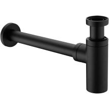 Rhafayre Waschbeckensiphon Aus Messing, Universelles Design Siphon 1 1/4 X 32 Mm, Verstellbarer Geruchsschutz, Mattschwarz