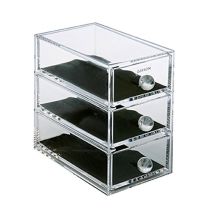 Coffret à bijoux – 3 tiroirs – Acrylique clair – 17 x 17 x 10 cm – Gerson