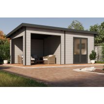 Wolff Finnhaus Wpc Gerätehaus Tona 6030 28 Hellgrau Gerätehaus Aus Holz/kunststoff In Hellgrau, Geräteschrank Mit 28 Mm Wandstärke Inklusive 