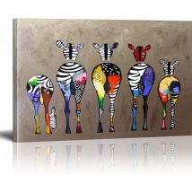 Banksy Toile Tableau Zebra Herd Colourful Rears Street Art Graffiti Toile Art Décor Impression Sur Toile Tableau Décoration Murale Salon Moderne 