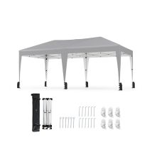 Gazebo Pop-up Portatile Da Esterno Con Borsa Con Ruote Per Campeggio 12 Picchetti, Tenda Pieghevole 590x300 Cm Grigio