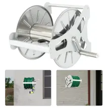 Wall Mount Garden Hose Reel Holder 40m 131ft Capacity Stainless Steel Water Hose Storage Rack For Home Garden Lawn