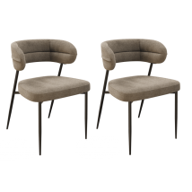 Lot De 2 Chaises En Tissu Intérieures Design Akante Londres Twill Beige 4 Pieds En Acier Laqué Noir Mat - Ch142bg