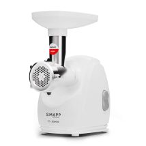 360 Smart Life - Smapp 489.8 Picadora De Carne Eléctrica, 2000 W, Color Blanco, 3 Discos Perforados De Acero Inoxidable (2,7 Mm, 4 Mm, 8 Mm), 