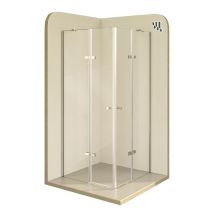 Moments Of Glass - Mampara De Ducha Alice 105x105x190cm Reversible Puerta Abatible, Ajuste 104,3-106,3x104,3-106,3cm Perfiles Cromados, Cristal 