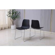 Ihome Furniture – Set of 4 Dimpled Plastic Dining Chairs – Black – Durable Design with Office Sled Legs
