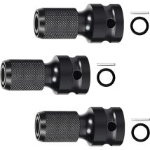 Set Di 3 Portainserti Per Avvitatori A Impulsi, Convertitore Da Bussola Da 1/2" A 1/4" Nero, Convertitore Per Mandrino In Acciaio Al Cromo Vanadio, 