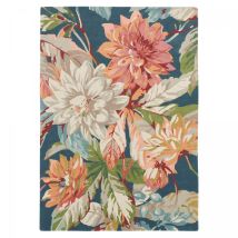 Sanderson - Tapis Salon Et Chambre En Laine 170x240 Bleu Et Orange Fait À La Main