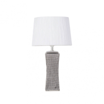 Sobremesa Cerámica Palo Santo E27 Plata Brillo Blanca - Blanco/plata