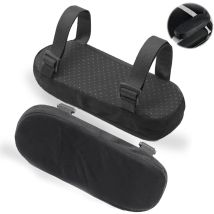 Cojines Para Reposabrazos, Juego De 2 Sillas, 3 Cm De Grosor, Color Negro. Cojines Para Reposabrazos Con Espuma Viscoelástica, Cojines Ergonómicos 