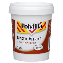 Polyfilla - Mastic Vitrier À Base D'Huile De Lin - Fixation Des Vitres Aux Fenêtres - Pâte Blanc 1kg