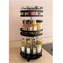 Black Kitchen Cupboard Turntable, Spice Rack Metal Swivel Tray, Round Spice Turnstile, 360 Degree Rotatable