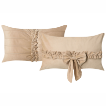 Conjunto De 2 Cojines Decorativos De Terciopelo Motivo De Lazo 50 X 30 Cm Beige Belle