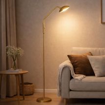 Lampada Da Terra A Led Dimmerabile Lampada Da Camera Da Letto Touch Dimmer Lampada Da Terra In Ottone Regolabile, 7,5w 880lm Bianco Caldo, Bianco 
