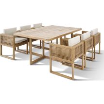 Ensemble Repas De Jardin Cubo - Table Rectangulaire + 6 Fauteuils - Structure En Acier Thermolaqué - 6 Places - Bocarnea