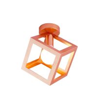 Modern Cube Ceiling Light, Vintage Style, Metal Shade, 16 Cm Long, Rose Gold, E27 Bulb