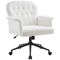 Iwmh Chaise De Bureau, Fauteuil Pivotante Réglable En Hauteur, Chaise De Bureau En Tissu Teddy, Siege Pour Coiffeuse, Chambre À Coucher, Bureau À 
