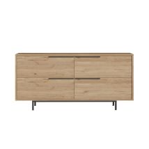 Aparador De 4 Puertas Con Acabado En Madera Y Metal Negro 160x75cm Abey