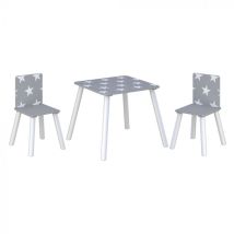 Kidsaw – Star Table and Chair Set Grey – MDF and Solid Wood – H.44 x W.48 x D.48 cm Table Dimensions – H.50 x W.28 x D.28 cm Chair Dimensions