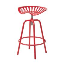 Esschert Design - Homescapes Vintage Style Metal Red Adjustable Tractor Seat Bar Stool - Red