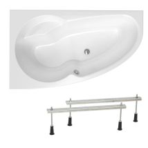 Siko - 150x95 Cm Vasca Asimmetrica Laguna Luiza, Con Piedini, Acrilico, Sinistra, Bianco (lu1500l-set)