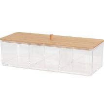 Kosmetikorganizer mit Bambusdeckel – Kunststoff – Braun – Modernes Design – Kompakt – Eleganza