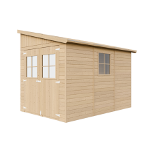 Casa Da Giardino In Legno Naturale (senza Parete Laterale) Con Pavimento Impregnato 318x216 Cm/6 M²- Magazzino Esterno Con Finestre - Capanno Da 