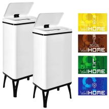 Well Home Mobiliario & Decoración 2 Bidoni Della Spazzatura Intelligente Da 50 L, Altezza: 83,5 (x35,5 X 26), Bianco Con Etichette Magnetiche