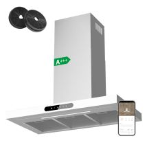 Cd9102w A+++ 650m³/h Dunstabzugshaube 90cm Wandhaube Aus Edelstahl Mit Booster 4 Stufen Mit 2 Kohlefilter Silber - Ciarra