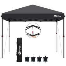 Sekey Faltpavillon 3x3m Pop Up Pavillon Partyzelt Mit 4 Sandsäcken, Wasserdicht - Uv-schutz 50+, Für Festival, Events, Picknicks, Schwarz