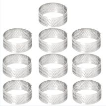 Set Mit 10 Gebäckringen Aus Edelstahl – 5 Cm Durchmesser – Perforierte Mousse-ringe – Kuchen- Und Dessertformen – Geeignet Für Kuchen, Mousses, 