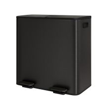 Poubelle De Cuisine 2 Compartiments 2x40l, Acier Inoxydable, Pédale, Couvercle À Fermeture Douce, Anti-empreintes, Noir