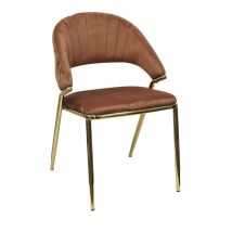 Sedia Pasadena Imbottita Velluto Bronzo E Gambe Oro Per Sala E Ristorante