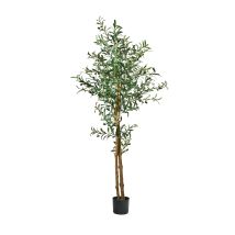 Olivo Artificiale 175 Cm, Pianta Decorativa Con Foglie E Olive Realistiche Per Soggiorno, Camera Da Letto O Ufficio