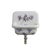Lavabo In Ceramica Retrò - 60 Cm - True Colors - Fiori - Bianco