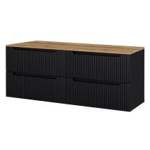 [en.casa] - Mobile Sottolavabo Doppio Da Parete Newport Con 4 Cassetti 160 X 60 X 40 Cm - Nero / Effetto Rovere