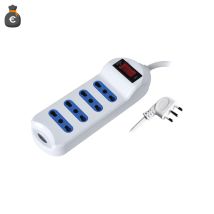Multiprise À 4 Prises Avec Interrupteur Lumineux, Câble De 1,5 Mètre, Fiche Coudée À 90° 10 A, Blanche, 2500 W