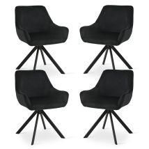 Goeurvant 360° Drehbarer Sessel Mit Geschwungener Rückenlehne Und Weichem Kissen, Perfekte Kombination Aus Stil Und Komfort - 4er Set - Schwarz
